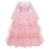 Long-Sleeved Multi-Layer Tulle Flower Girl Dress for Weddings and Performances