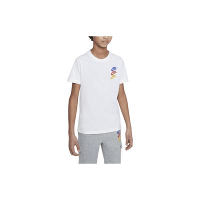 Sportswear Standard Issue Letter Round Neck Casual Short Sleeve Kids Tops White FJ5391-100