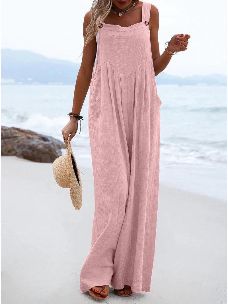 

Женский однотонный повседневный комбинезон на пуговицах - Европейский и американский стиль Extra Large розовый