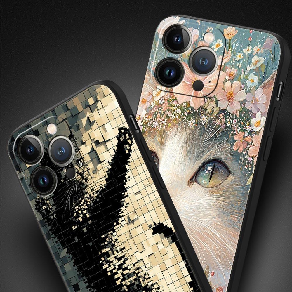 Cute Cat Phone Case Cover for iPhone 17 16 15 14 13 12 Pro Max 11 Pro Max 17 AIR Plus Shockproof Soft TPU Shell Fundas Capas Bag
