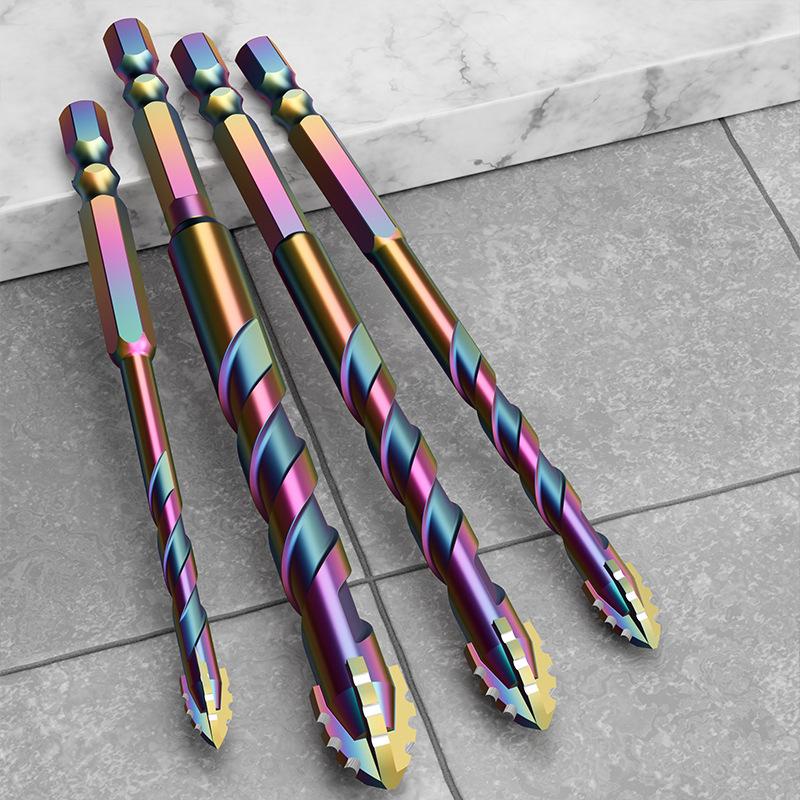 6-12mm Four-edge Serrated Drill Bit Set for Glass Tile Concrete Metal Ceramic Woodworking