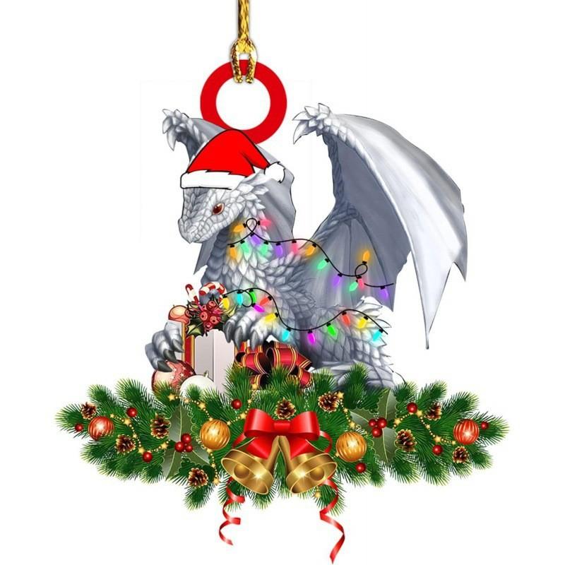 Festive Cartoon Style Acrylic Dragon Car Ornament For Vibrant Christmas Decor