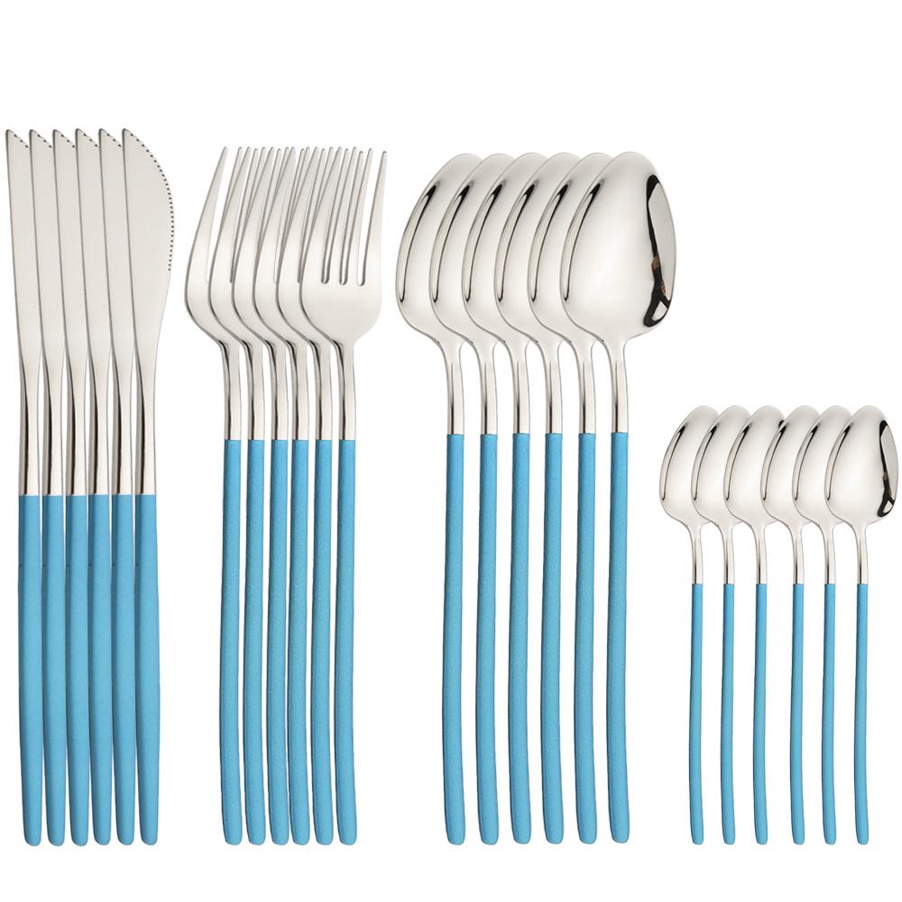 24Pcs Tableware Sets 18/10 Stainless Steel Cutlery Set Knife Fork Spoon Dinnerware Set Home Silverware Western Flatware Set