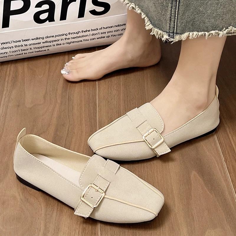 Fashion Square Toe Flats Women Loafer Shoes Shallow Soft Casual Boats Shoes Summer 2024 Walking New Sandals Dress Cozy Mujer Zapatos