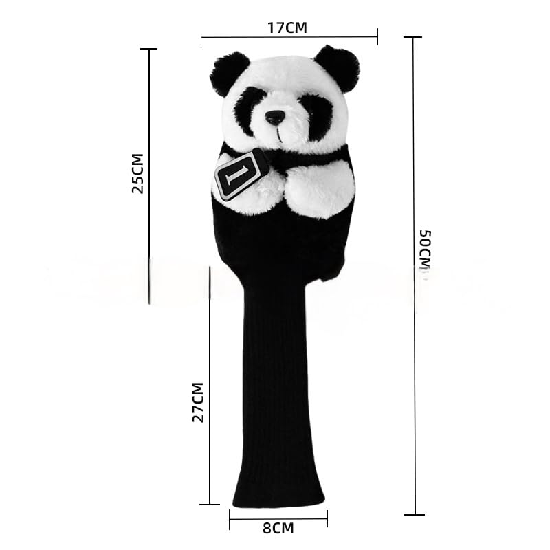 Golfschläger Panda Tier Nummer Schwarz Plüschmaterial BRA-VORA Schlägerhaube, Design, 1, & Weiß,