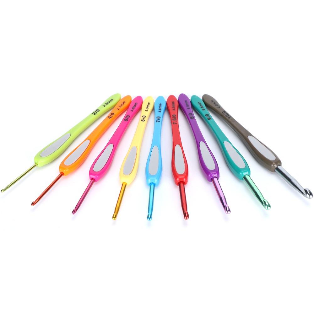 9 Pcs 14cm Length Knitting Tool Set Aluminum Needles Aluminum Crochet Needles DIY Handwoven