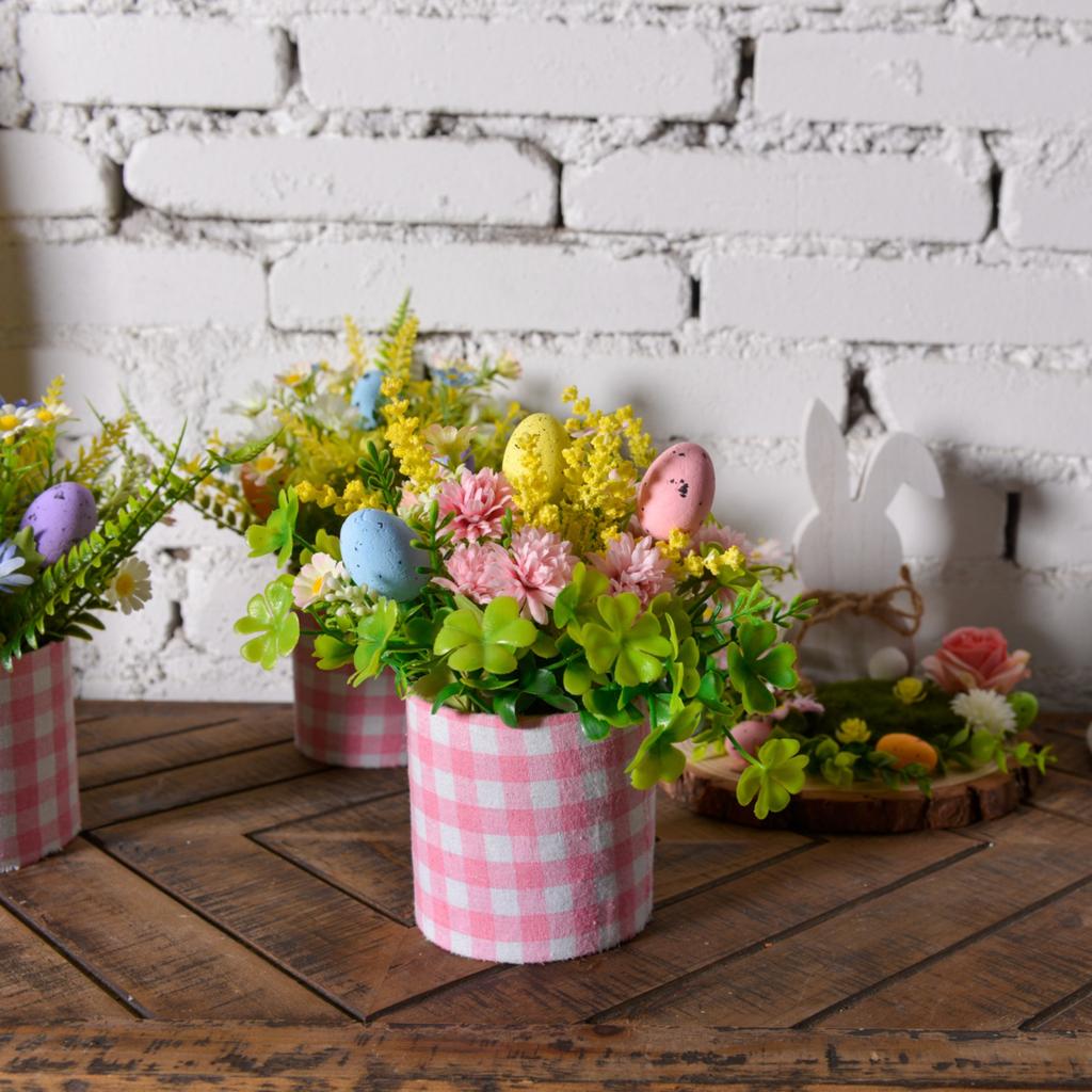 Easter Artificial Green Plant Decorative Egg Centerpiece Faux Flowers Home Decor For Living Room, Bedroom, And Dining Table