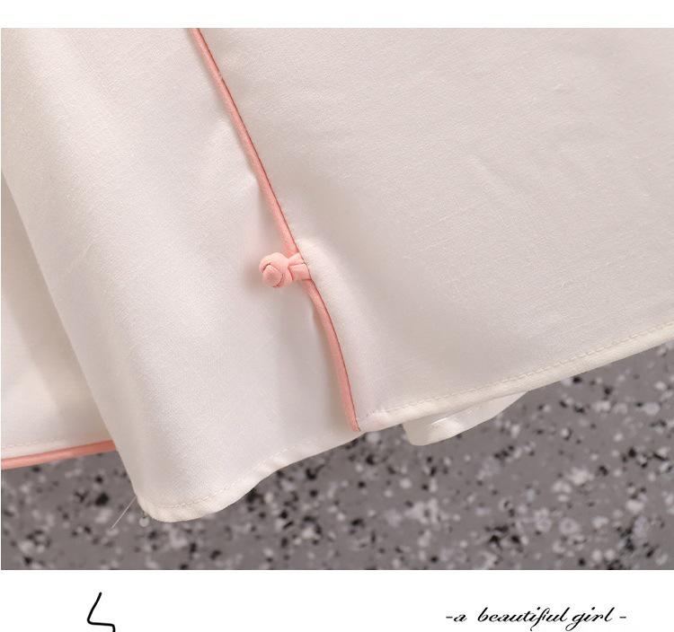 Modern Chinese Tang Suit Hanfu Tea Set: Seven-Sleeve Embroidered Skirt Outfit for Summer