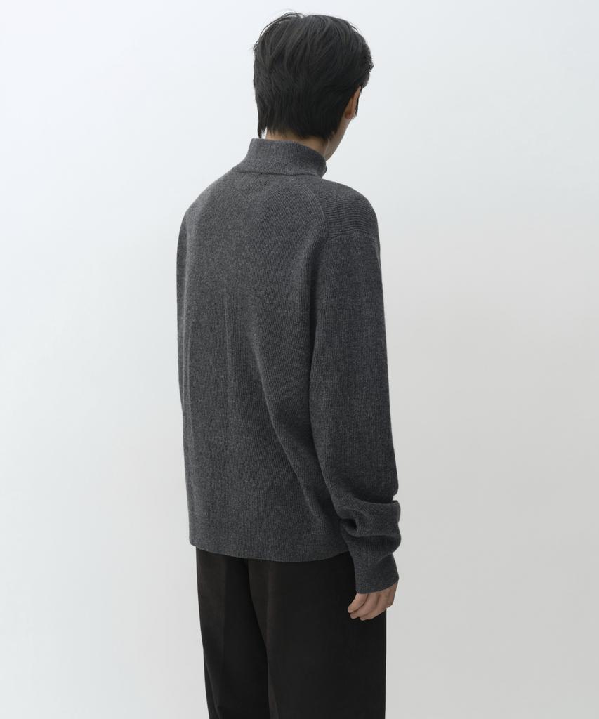 Musinsa Standard [Victoria Wool] Minimal Ribbed Quarter Zip Sweater [Medium Grey]