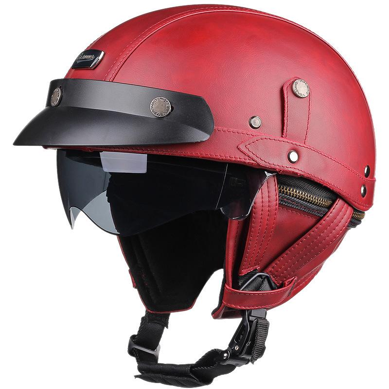 

Japanese-style retro helmet for men, large size, for scooters and motorcycles, safety helmet for women, cruiser half helmet, summer XL червоний