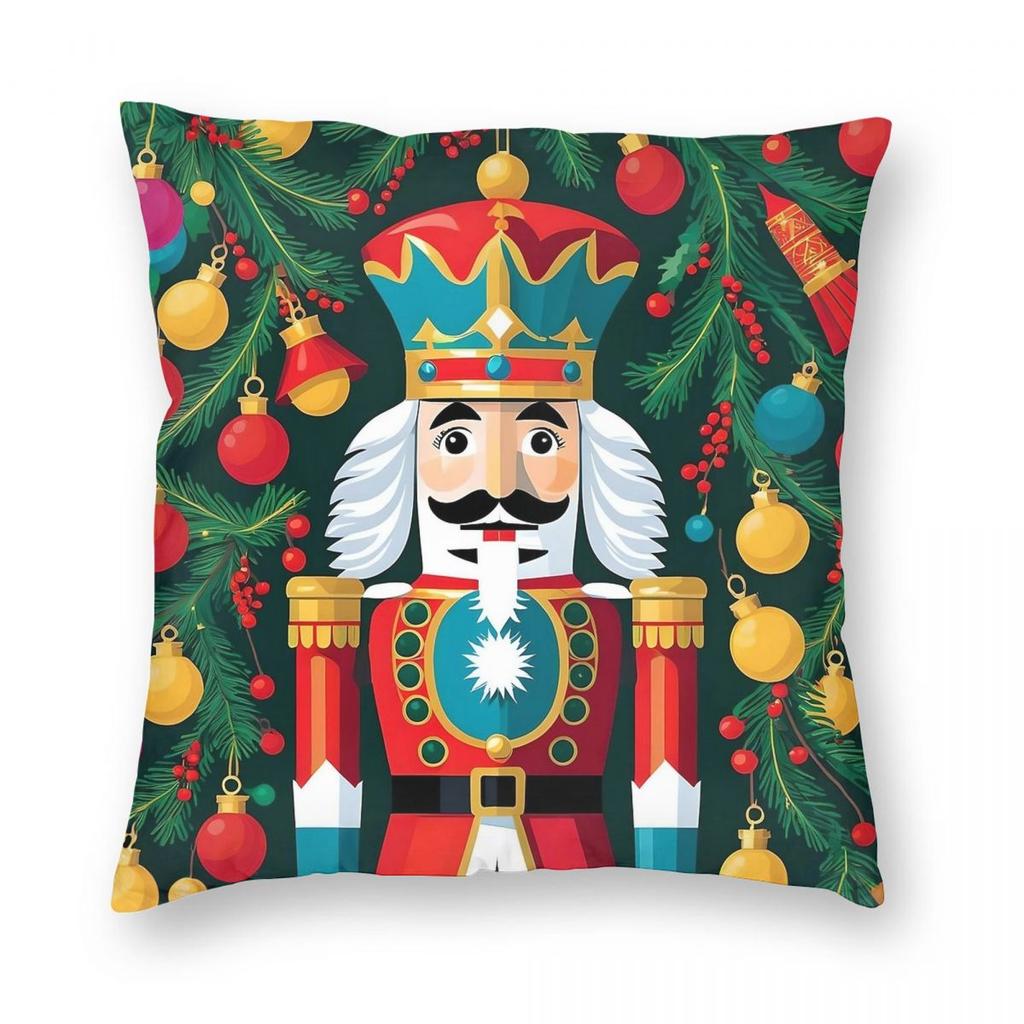 The Nutcracker Christmas Toy Soldier King Pillowcase Printing Fabric Cushion Cover Decoration Pillow Case Cover Bedroom Zipper