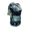 Women Tie-dye  Printed  Embroidery Collar Splicing Sleeve Pullover Blouse Tops