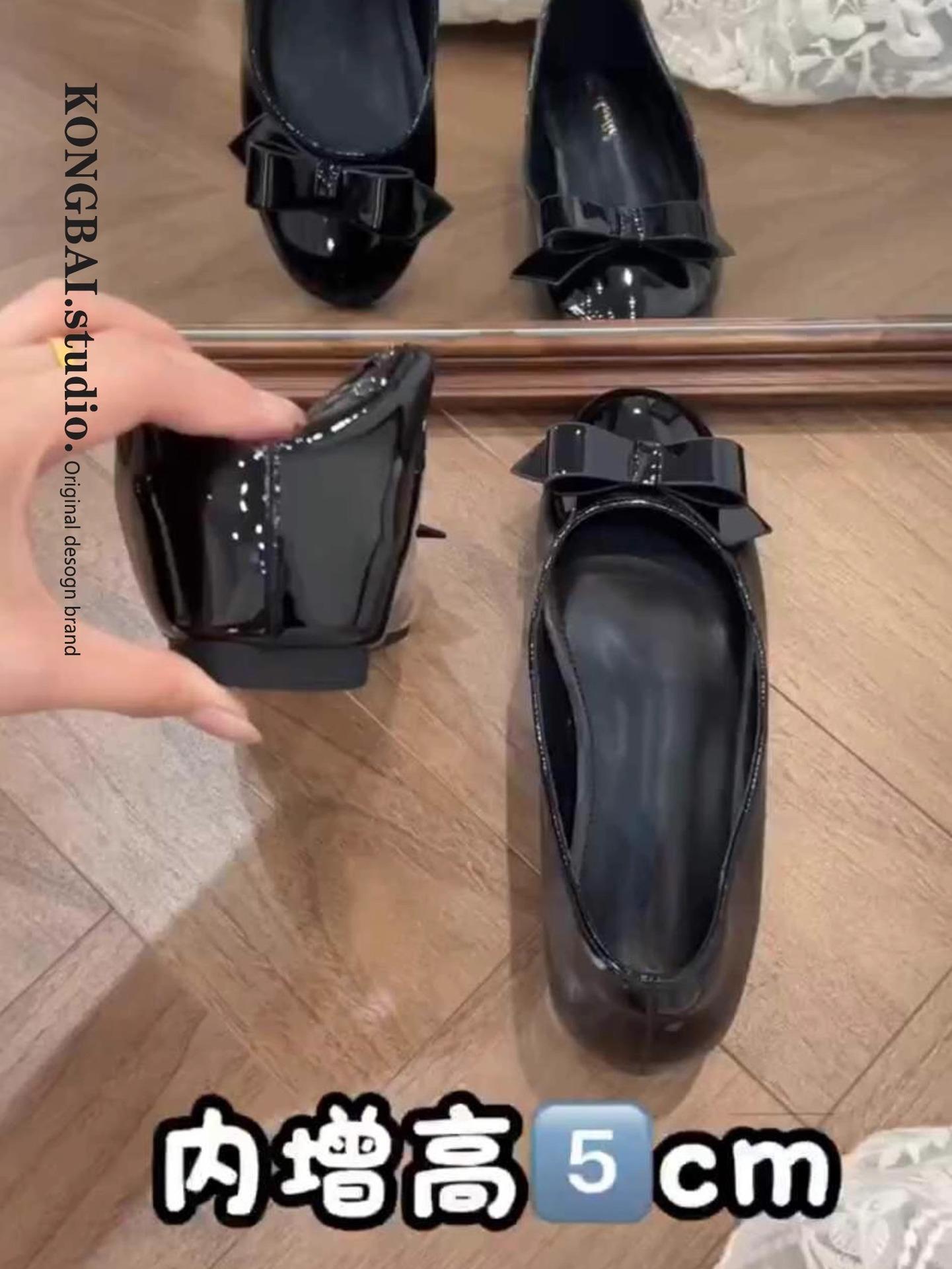 

2025 новые французские туфли на плоской подошве с круглым носком и скрытой платформой, с вырезом и бантом, темпераментные, универсальные, для работы, с мягкой подошвой, одинарные туфли для женщин 40