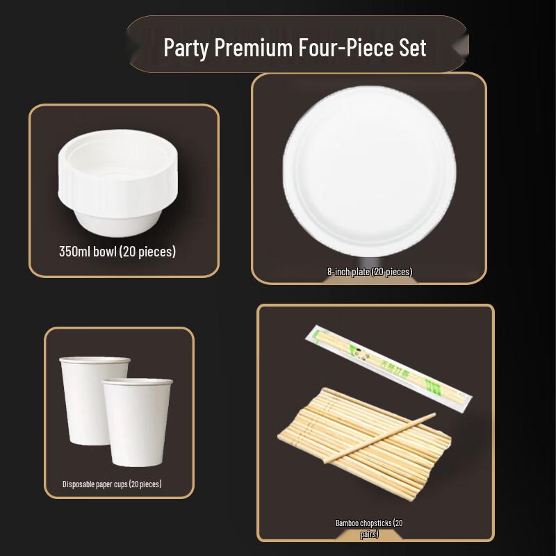 CIBO Disposable Paper Plates and Bowls Set