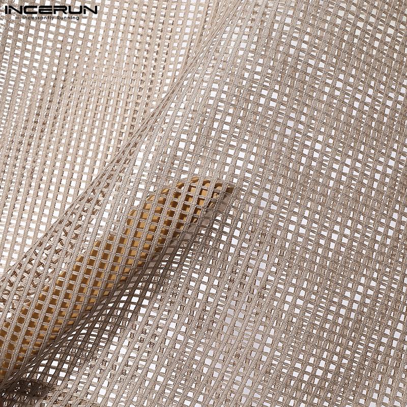 INCERUN Herren Tief V-Ausschnitt Ärmellos Durchsichtig Hohl Netz Tanktops