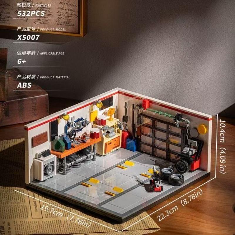 MOC City Speed Racing Sports Car repair Garage Building Blocks Construction DIY Assembly Bricks Toys for Kids Adults Boys Gifts