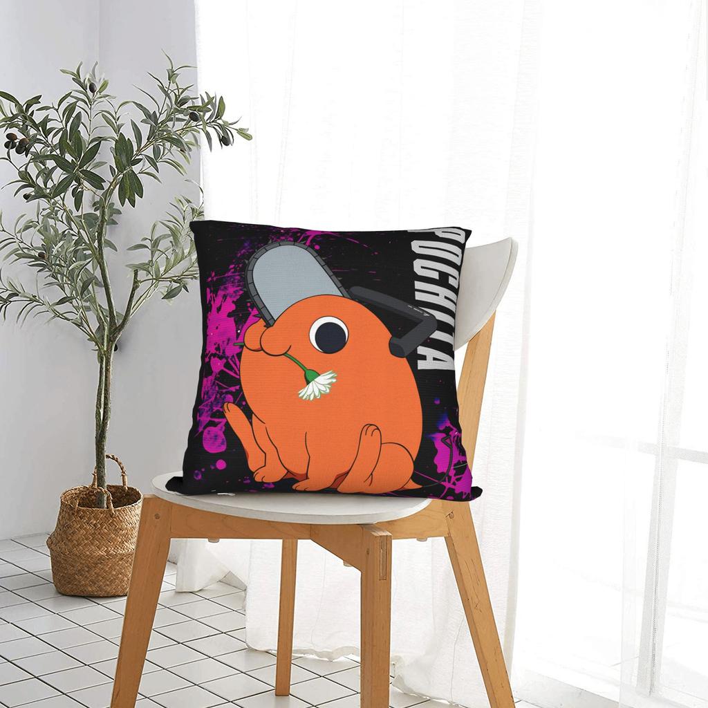 Anime C-Chainsaw Man Pochita  Pillow Cover  Comfy Cushion Cover Vintage Pillow Case For Living Room Sofa