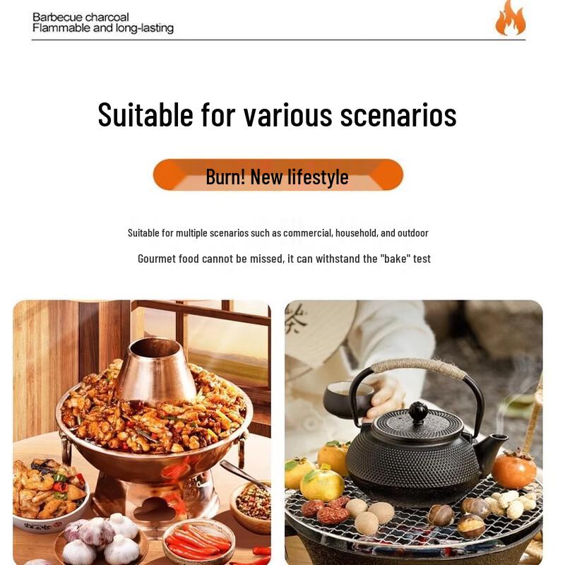ZISIZ Fast-Burning Fruit Wood BBQ Charcoal (60-Piece Pack)
