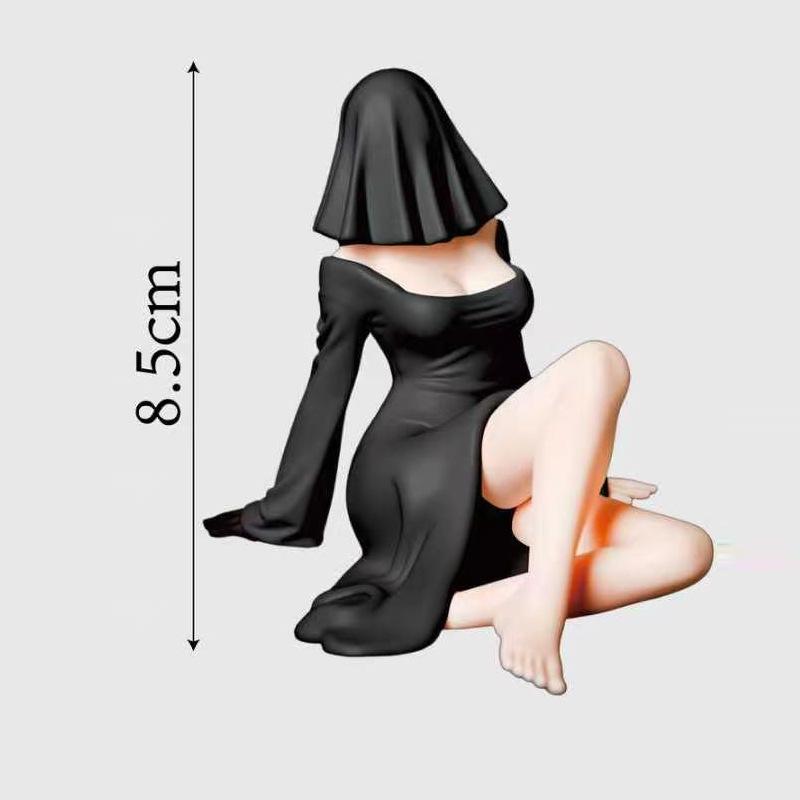 Cross-border Black Robe Queen Series Halloween Ghost Girl Car Decoration Figure.