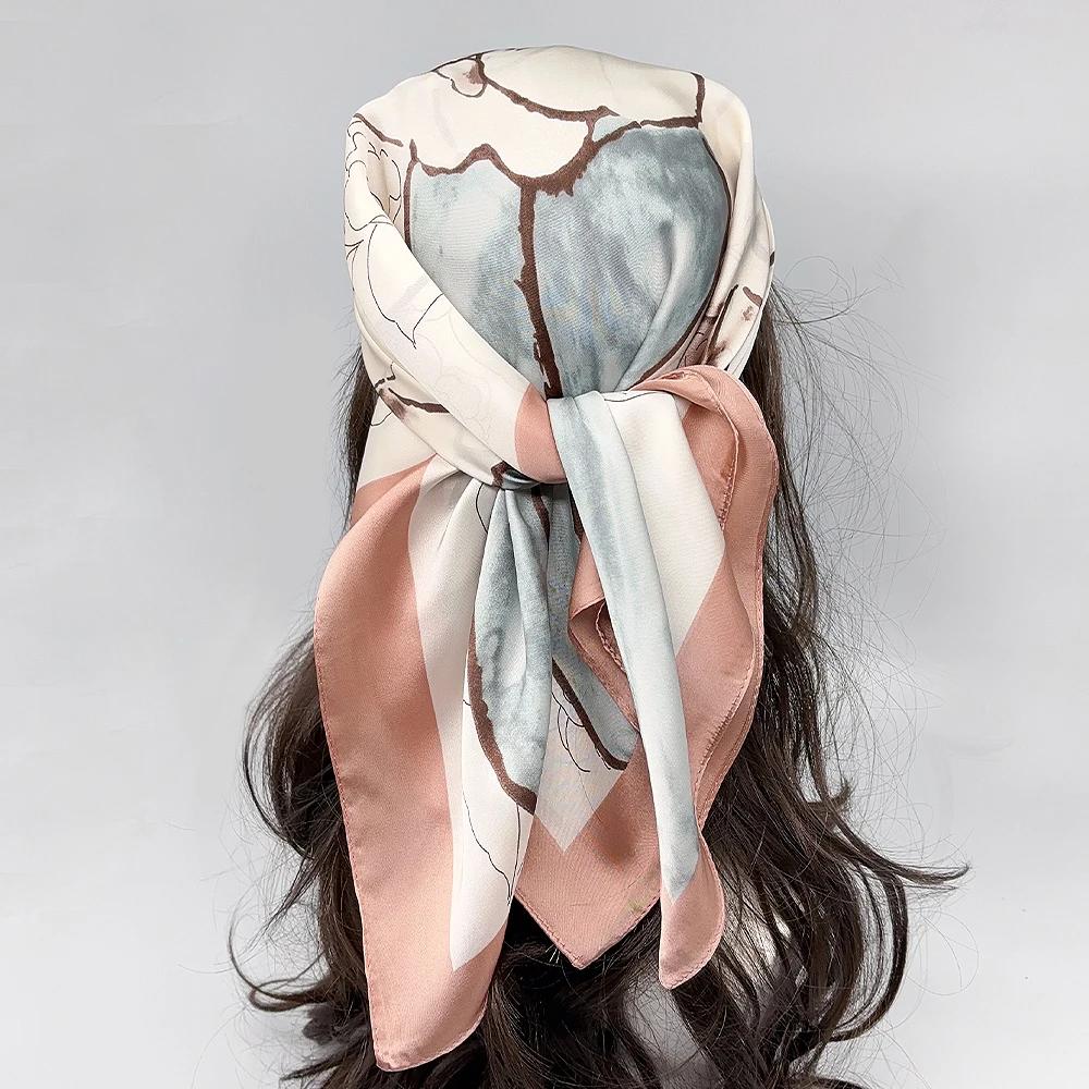 Luxury  Silk Square Scarf Women Neck Hair Tie Band Beach Hijab Kerchief Head Headbands Bandana Female Foulard 70Cm