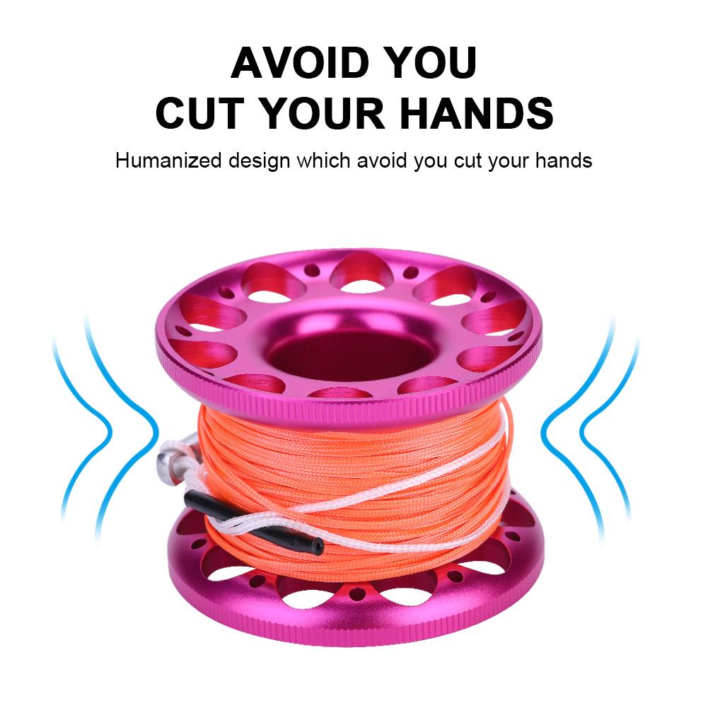 30M Mini-Tauch-Aluminiumrolle Spule Leine mit Edelstahl-Karabinerhaken (Schwarz)