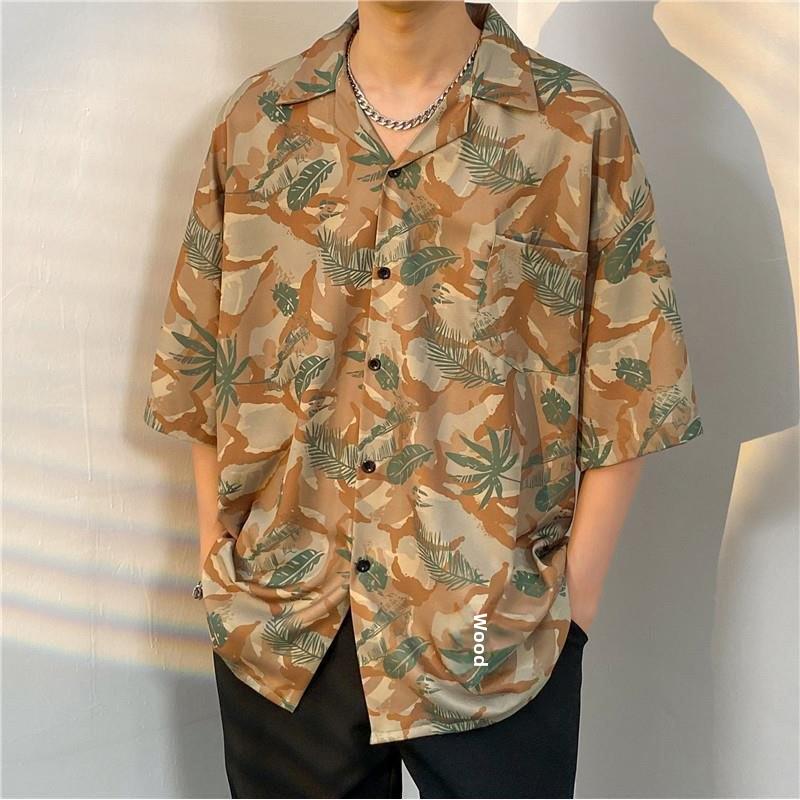 2026 Large Retro Cuban Collar Men's Ice Silk Short Sleeve Shirt