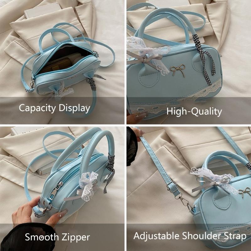 Leather Satchel Handbags for Women Toted Shoulder Bag Sweet Bows Crossbody Bag Purse Top Handle Bag with Removable Strap