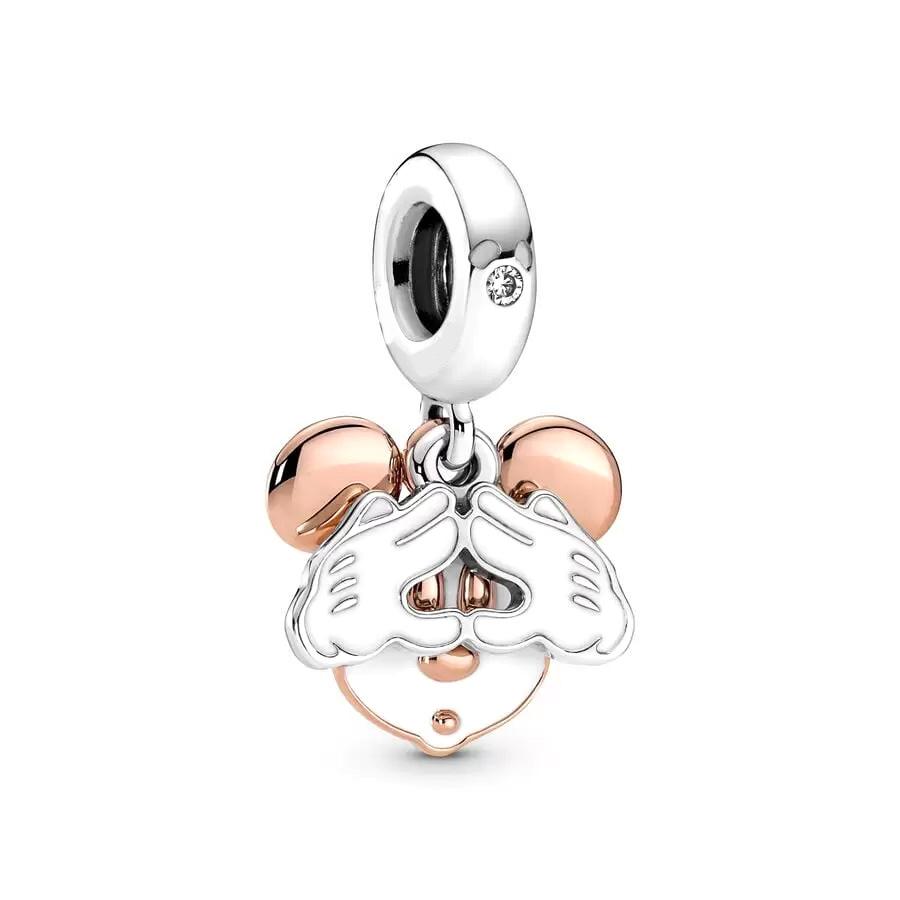 Minnie and Mickey Donald Duck Charm Bead Component Bead Components Compatible With Authentic Original Snake Copper Metal Bracelet High Quality Fine