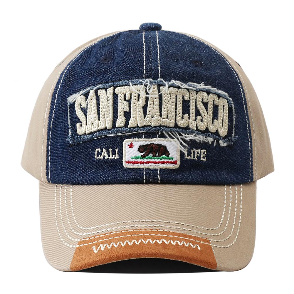 New Bear Embroidered Baseball Cap Men Women Adjustable Retro Washed Denim Hat Hip Hop Outdoor Sports Snapback Dad Hats