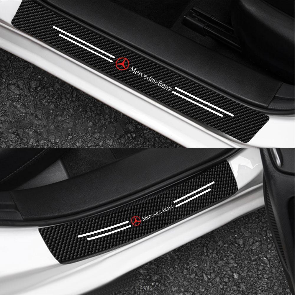 4Pcs Car Door Sill Anti-Scratch Protector Stickers Accessories For Mercedes Benz W203 W204 W210 W124 AMG W202 CLA W220 W212 W205