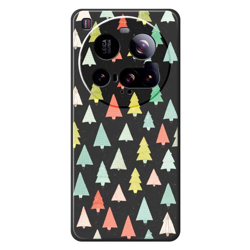 

For Xiaomi 15 Ultra Case Colorful Trees Pattern Printing Straight Edge TPU Phone Back Cover Black
