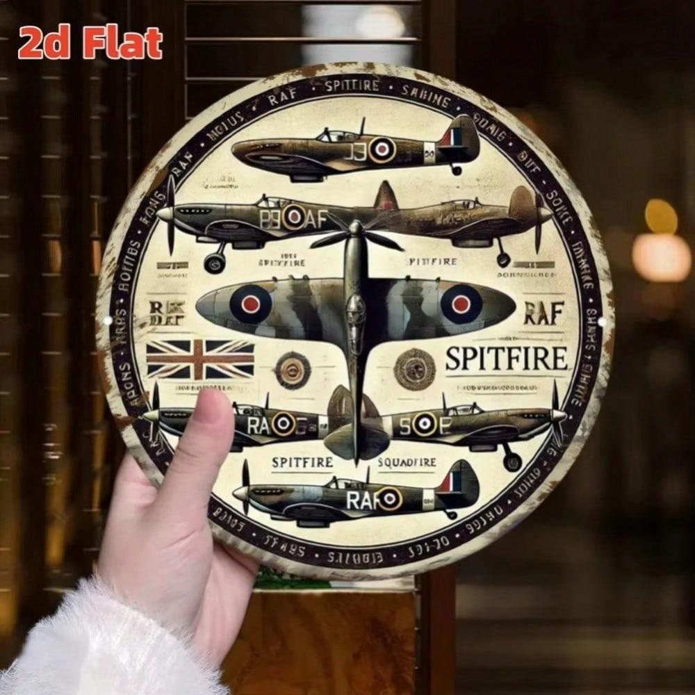 Vintage RAF Aircraft Metal Tin Sign Wall Art Spitfire Hurricane Mosquito WWII Plane Decor