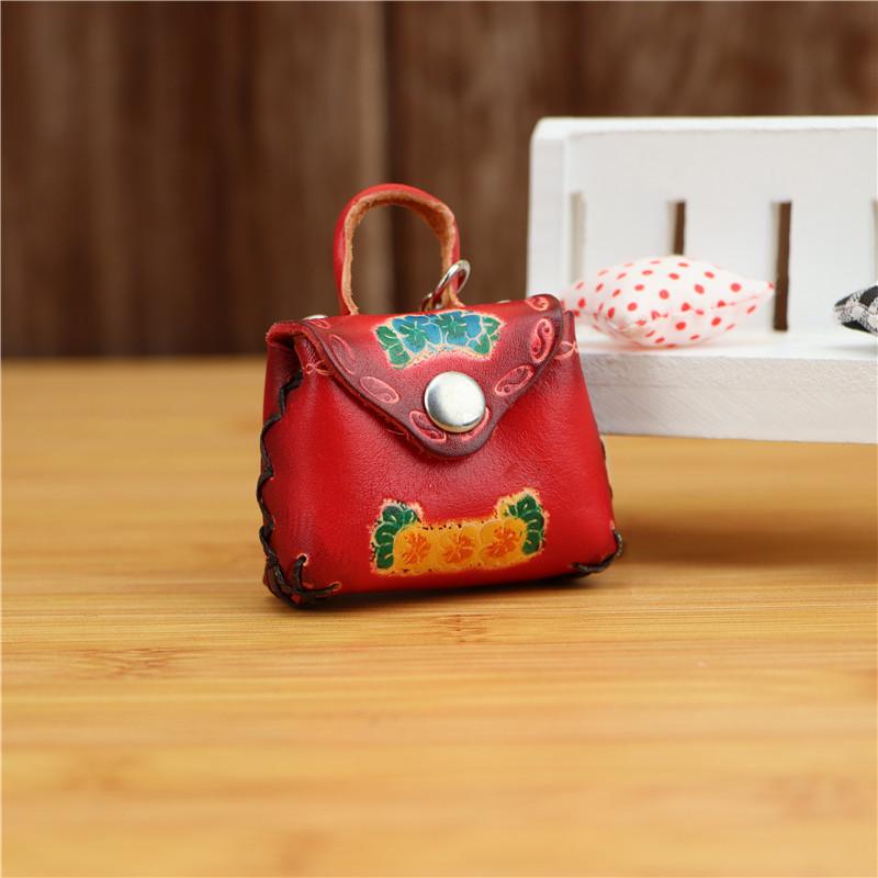 First Layer Cowhide Creative Small Bag Pendant Bag Pendant Car Keychain Earphone Bag Coin Bag Change Bag Pendant