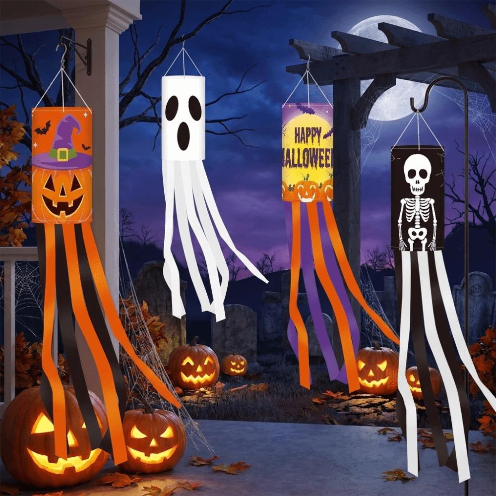 Pumpkin Ghost Pattern Outdoor Props Flags Festival Wind Vane Ghost Party Decorations