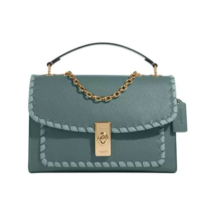 

Coach Lane 26 Turnlock Central Zipper Compartment Refined Pebble Leather Smooth Leather Handheld Crossbody Shoulder Bag Medium CA238-IMN57 Basic Set (Bag+Dust Bag)