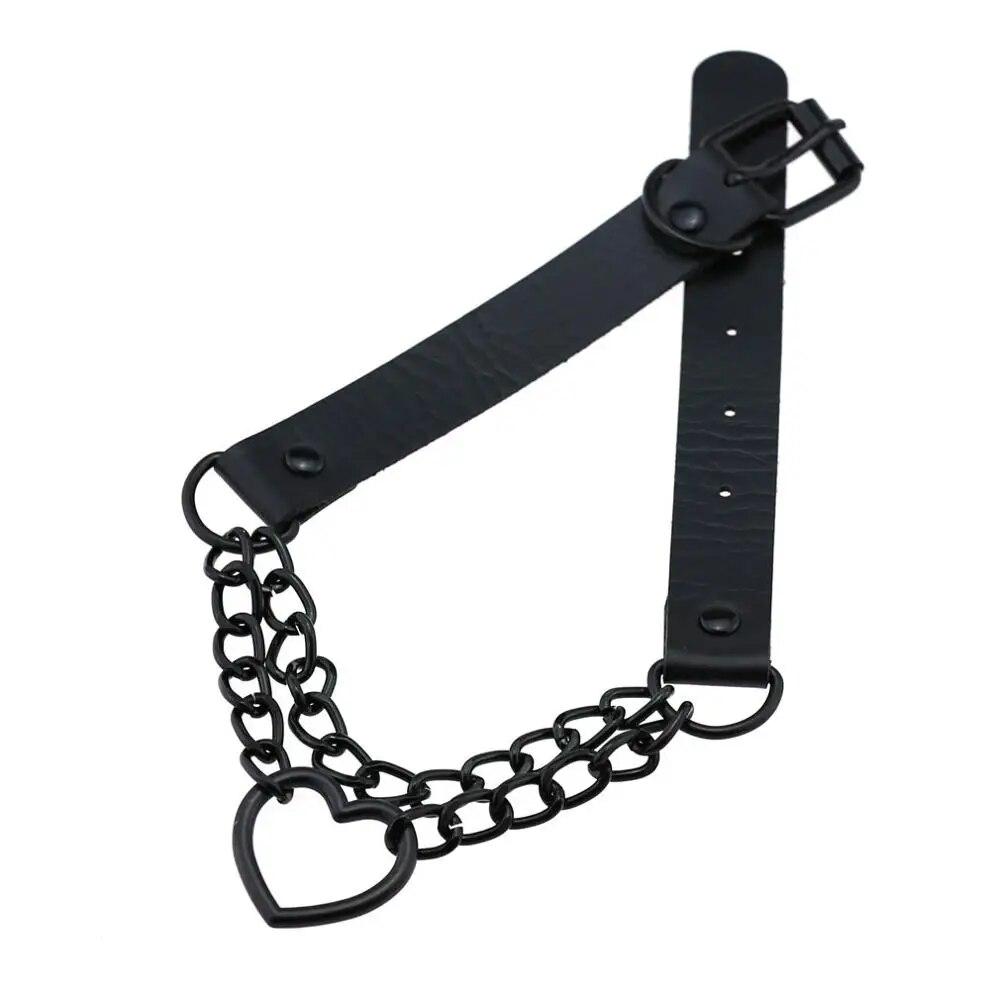 Vintage Herz Halskette Halsband mit Kette Goth Kragen für Mädchen Grunge Punk süße Kawaii Egirl Chocker Harajuku Zubehör