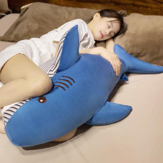 Giant Plush Shark Pillow 100cm Soft Fluffy Stuffed Animal for Cuddling & Sleeping Big Huggable Shark Toy for Kids Adults