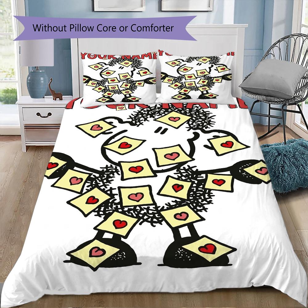 Custom Name Sheepworld Pattern Bedding Uilt Set Uilt Cover Pillowcase Home Decoration Birthday Gift (1*duvet Cover+2*pillowcase Without Core)