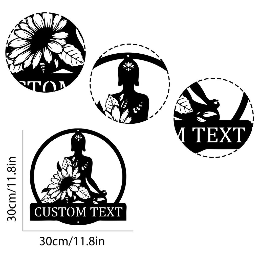 Benutzerdefinierte Yoga-Namens-Metallwandkunst, Namaste-Schild für Heim-Fitnessstudio