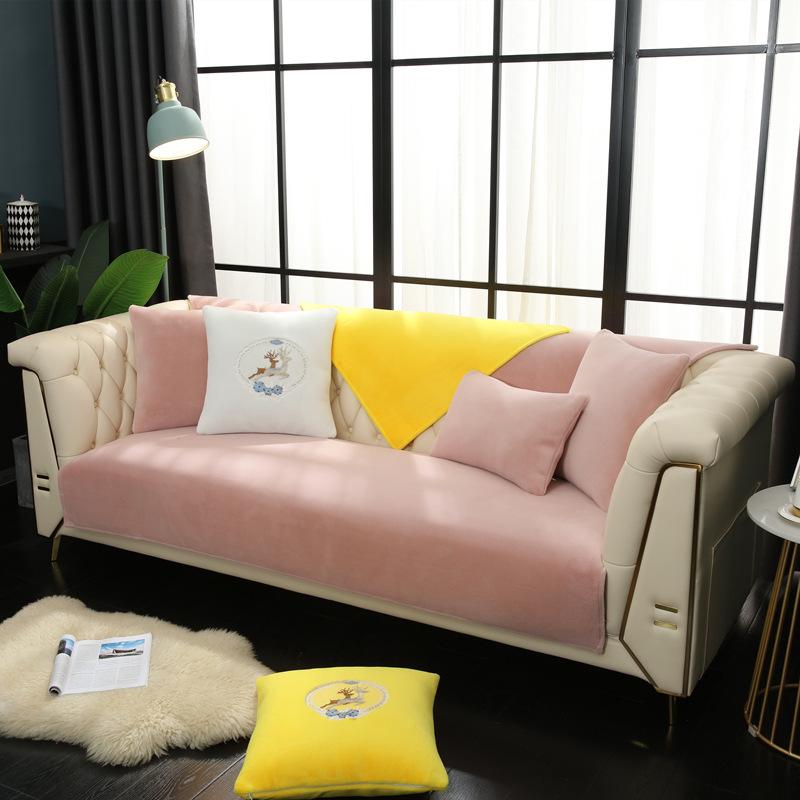 Sofa Cushion Plush Winter Leather Sofa Cushion Non-Slip Thickened Fur Simple Modern Cover Cloth