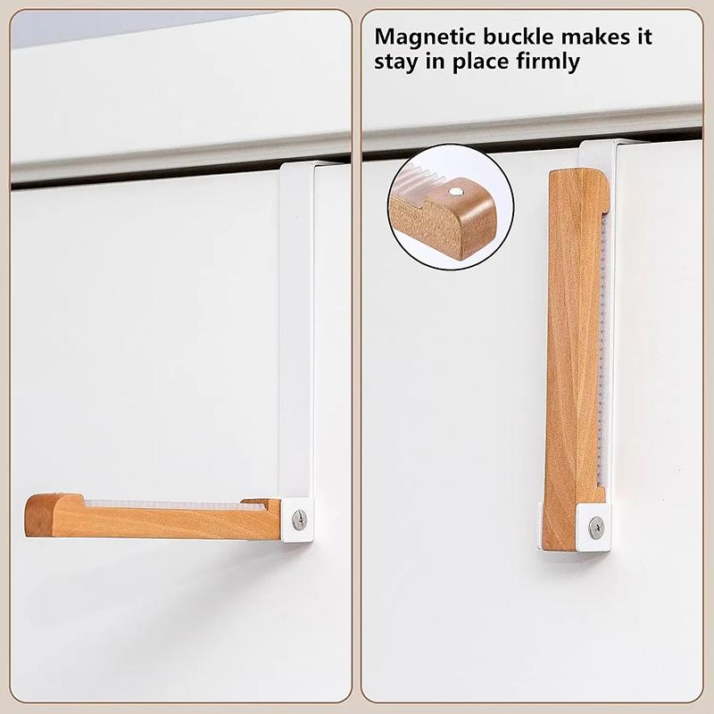 Wandmontierter Türhinterhänger Metall Kein Stanzen Holz Metall Klapphaken Kleidung Schals Aufhänger Mantel Hut Aufbewahrung Hängehaken