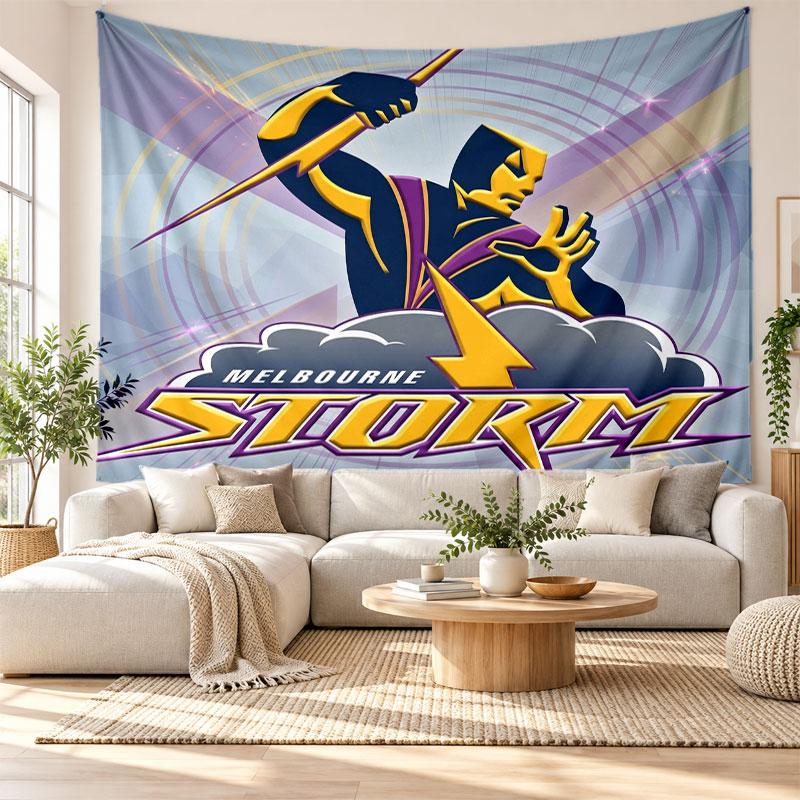Melbourne Storm Wall Tapestry, Soft Fabric Wall Hanging, Decorative Backdrop For Bedroom Home Wall Art