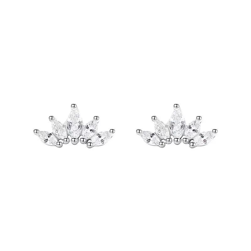 High-End Marquise Cut Feather Stud Earrings: 18K Gold-Plated S925 Sterling Silver for Women