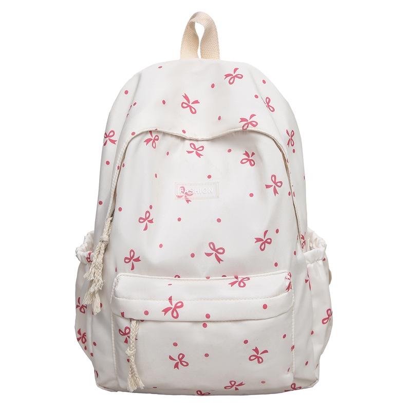 

Свежий рюкзак с цветочным принтом и бантом для девочек - Школьный рюкзак большой вместимости для старшеклассниц и студенток 31*13*42 cm красный/белый
