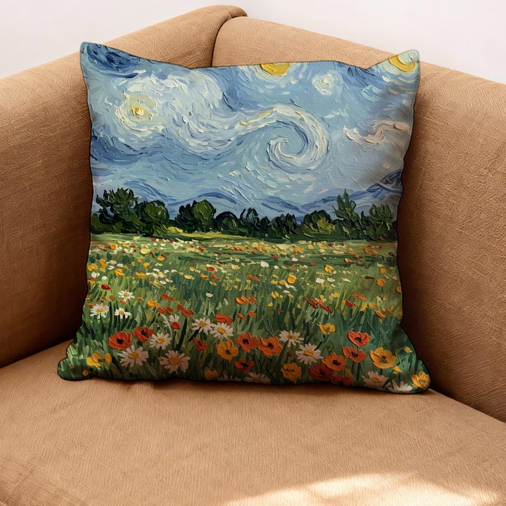Vincent Van Gogh Cushion Cover Premium Comfort Reversible Pillow Cove -Two In One Design for Any Room & Car Interior