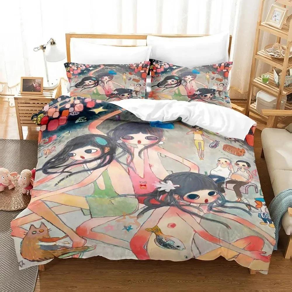 Anime Aya Takano Bedding Set 3D Duvet Cover Bed Set Quilt Cover Pillowcase Comforter King Queen Size Boys Adult Bedding Set
