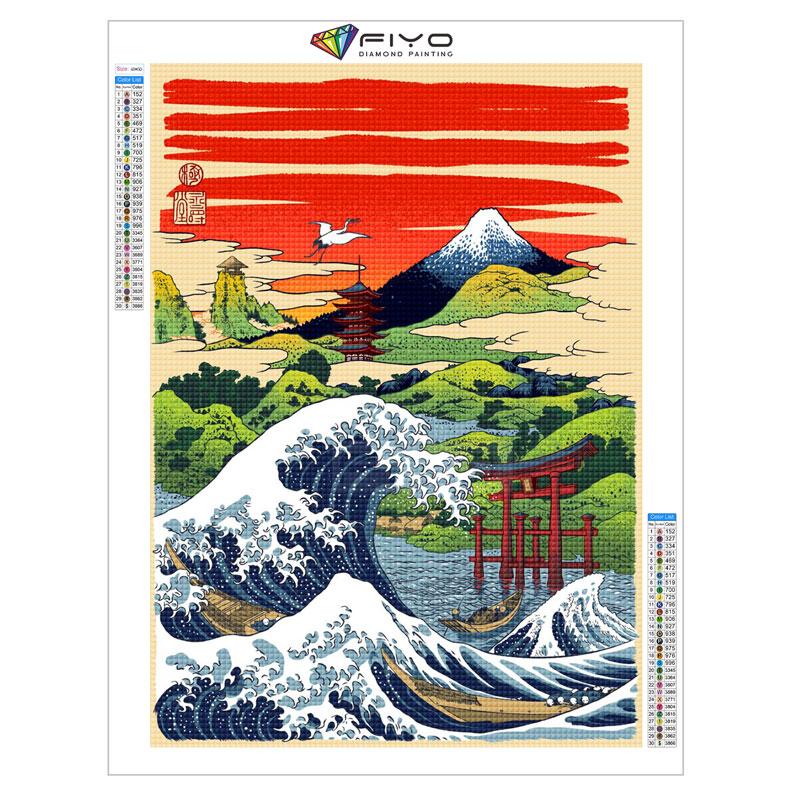 Japanese Anime Comic The Great Wave Diamond Painting Wall Art Decor Diamond Embroidery Mosaic Kids Room Decor Cuadros Posters