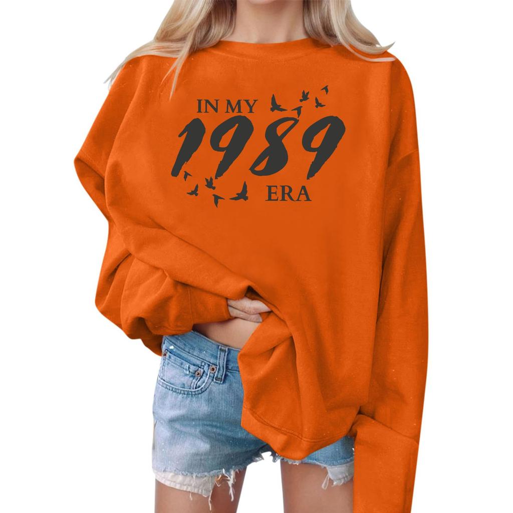 Damen Casual Mode Print Langarm O-Ausschnitt Sweatshirts Pullover Top