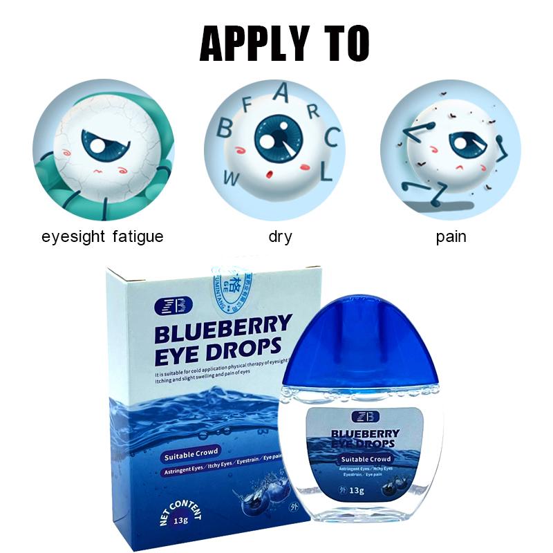 ZB Anti Fatigue Eye Drops Blueberry Cold Compress Gel Dry Care Cleaning Moisturizing 15ML