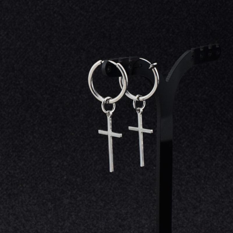 Stainless Steel Cross Stud Earrings for Women - Titanium Steel Earring Pendants, Ear Cuffs, and Ear Clips.